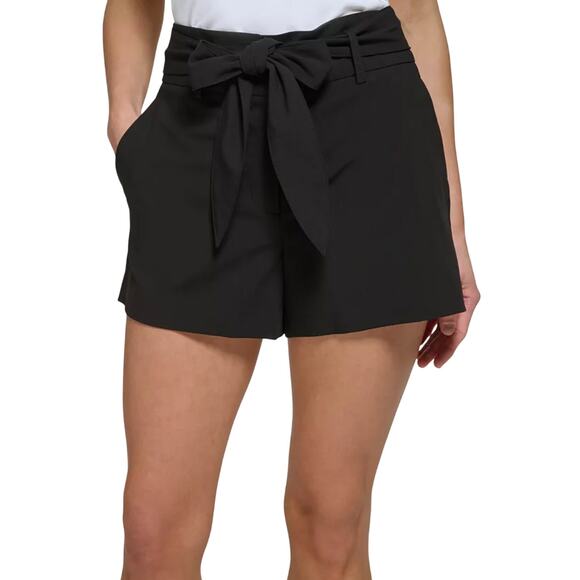 NWT Loft Black Belted Front Tie High Waisted Shorts Size 8 - Picture 2 of 9